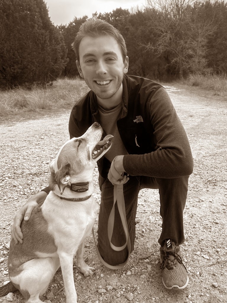Picture of Carson and his good dog, Daisy
